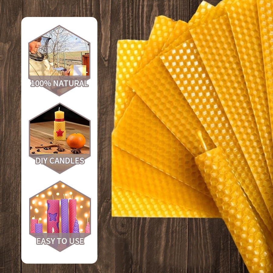 Beeswax Taper Candle - Handgerollte Bienenwachskerzen mit Wabendesign für Partys,