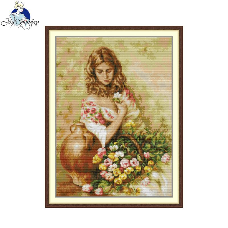 Home Fragrance Set Gift - Joy Sunday Kreuzstich-Set mit Blumendesign, DMC-Fäden,